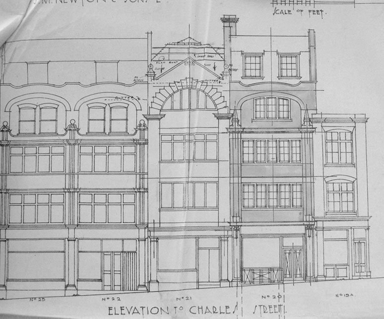 SPENCER GRANT, FRONT ELEVATION SHOWING PROPOSED REBUILDING OF 20 GREVILLE ST 1922, LMA